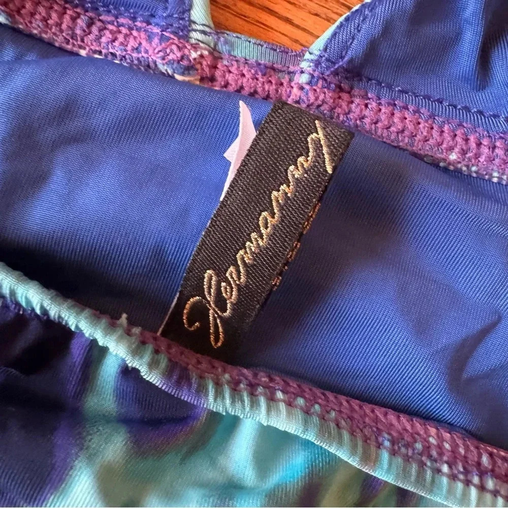 Paula Hermanny by VIX Size 8 Tankini Top Swim Swimsuit Halter Padded Blue Ruched - Picture 6 of 8